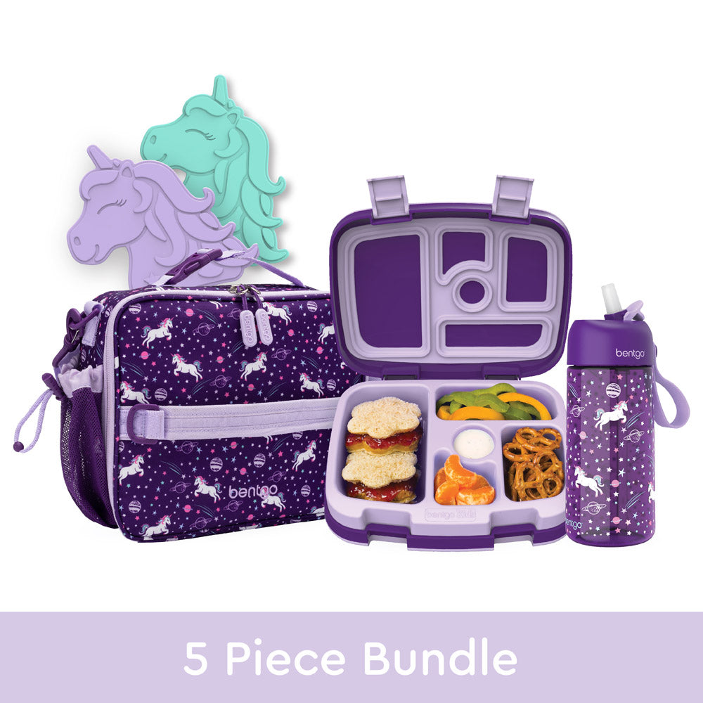Bentgo Kids Prints Lunch 5-Piece Set with Ice Packs - Unicorn