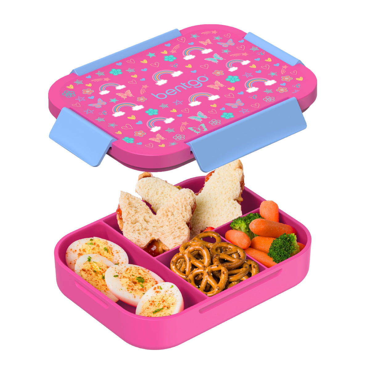 Bentgo Kids Snap & Go Lunch Box - Rainbows and Butterflies