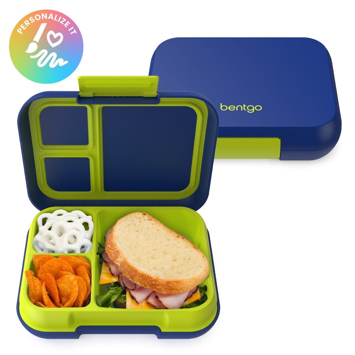 Bentgo Pop Lunch Box - Navy Blue/Chartreuse
