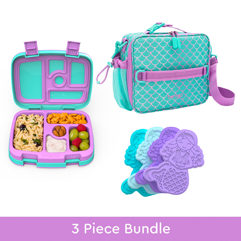 Bentgo Kids Prints Lunch Box, Lunch Bag, & Ice Packs - Mermaid Scales