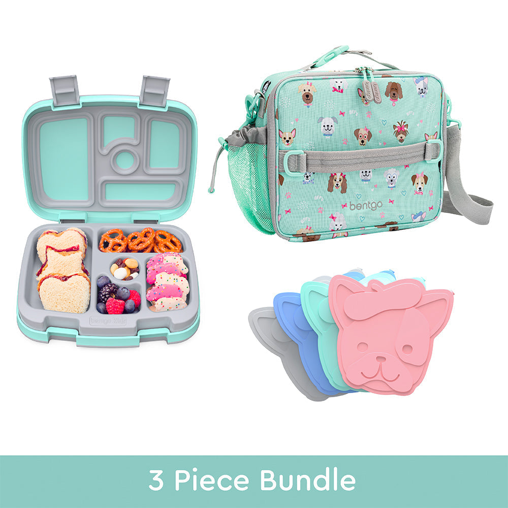 Bentgo Kids Prints Lunch Box, Lunch Bag, & Ice Packs - Puppy Love