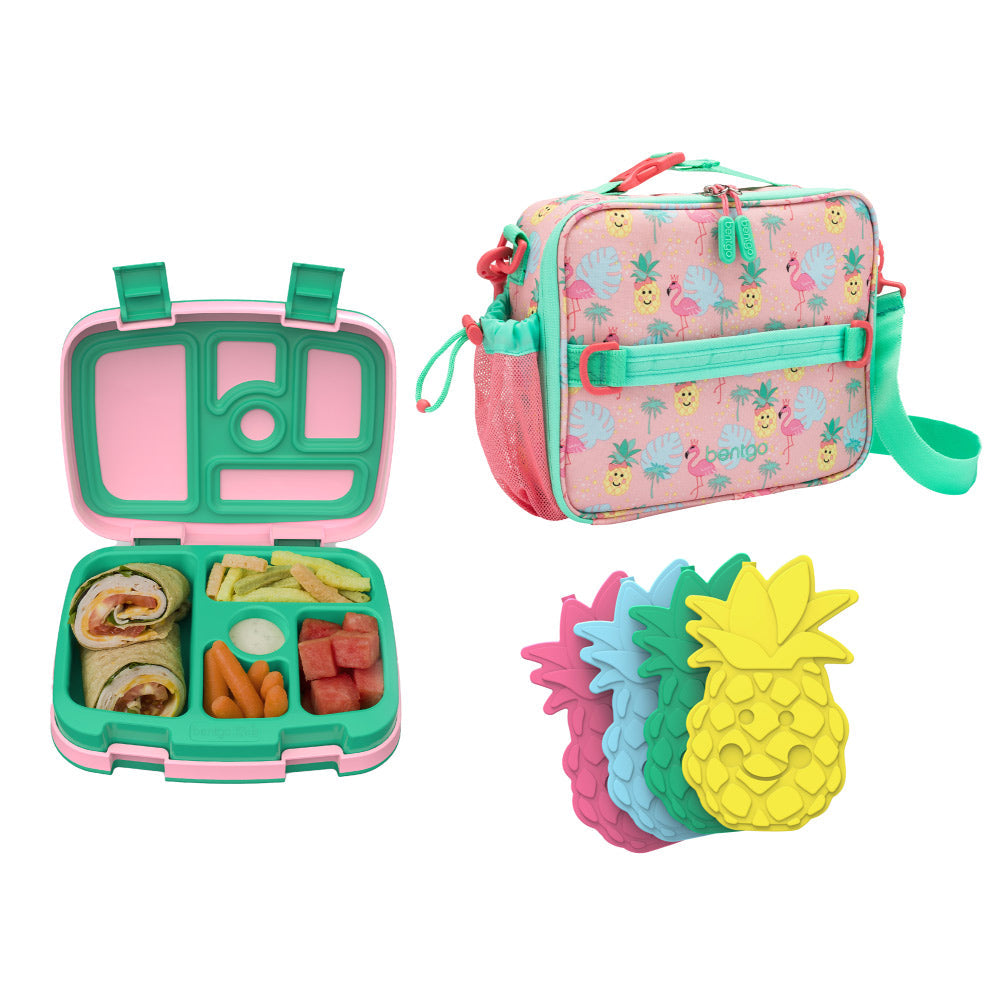 Bentgo Kids Prints Lunch Box, Lunch Bag, & Ice Packs - Tropical