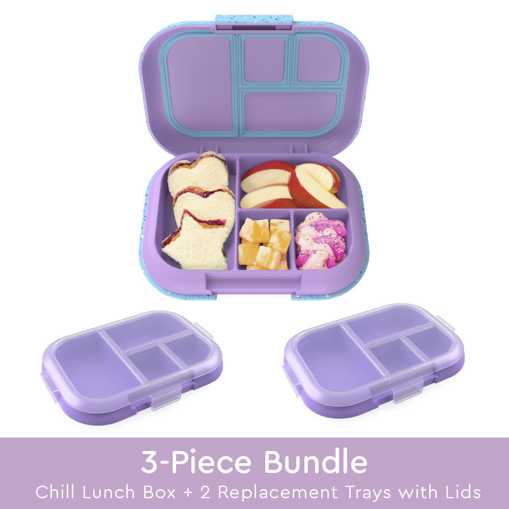 Bentgo Chill Kids Lunch Box & 2 Extra Trays with Lids - Vivid Orchid Speckle