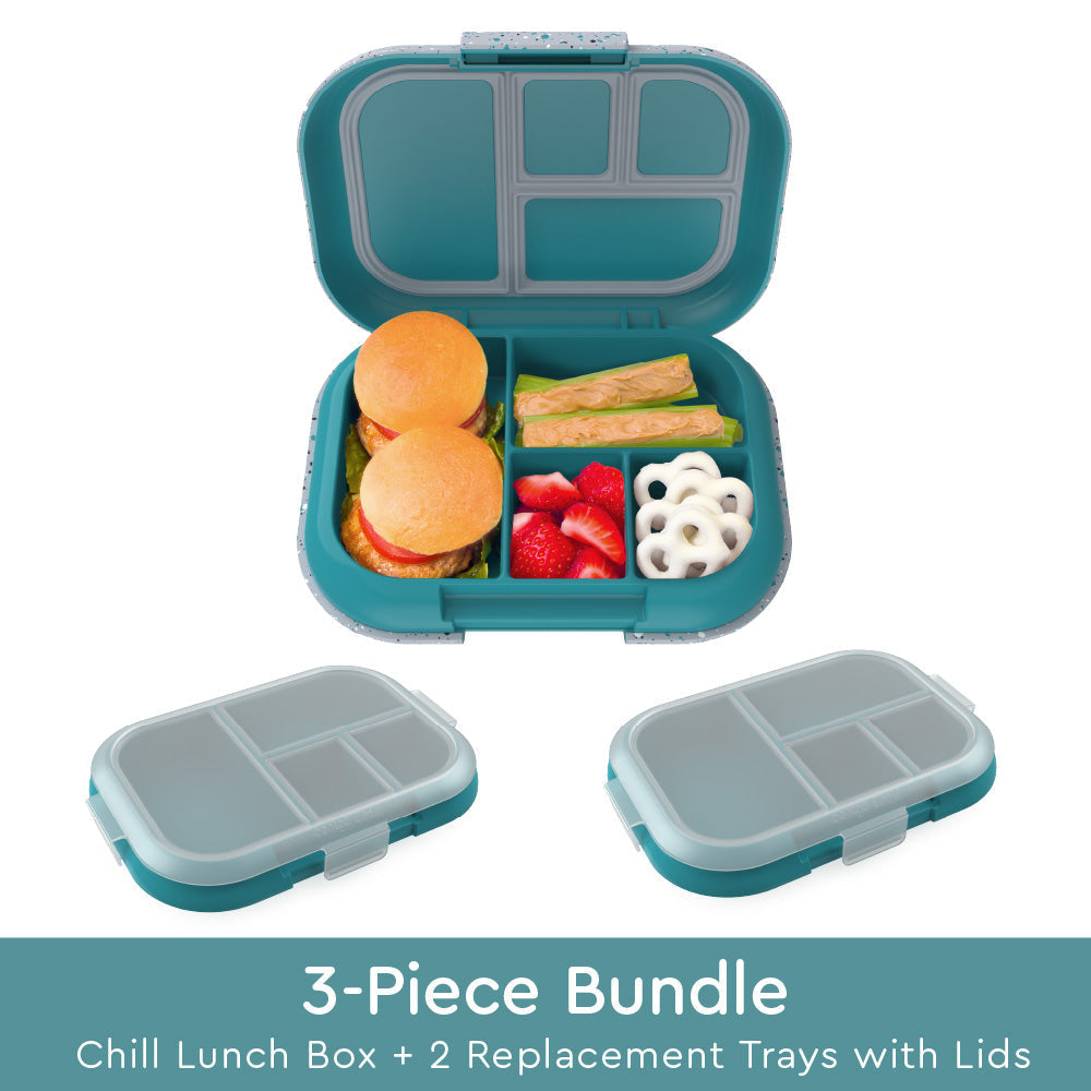 Bentgo Chill Kids Lunch Box & 2 Extra Trays with Lids - Truly Teal Speckle