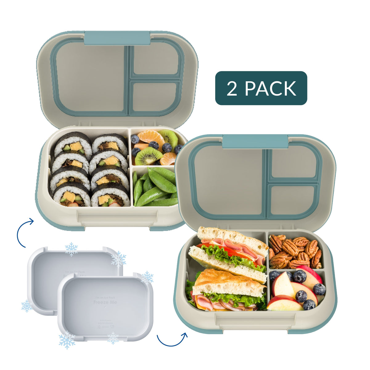 Bentgo Chill Max Lunch Box (2-Pack) - Bone and Glacier Blue