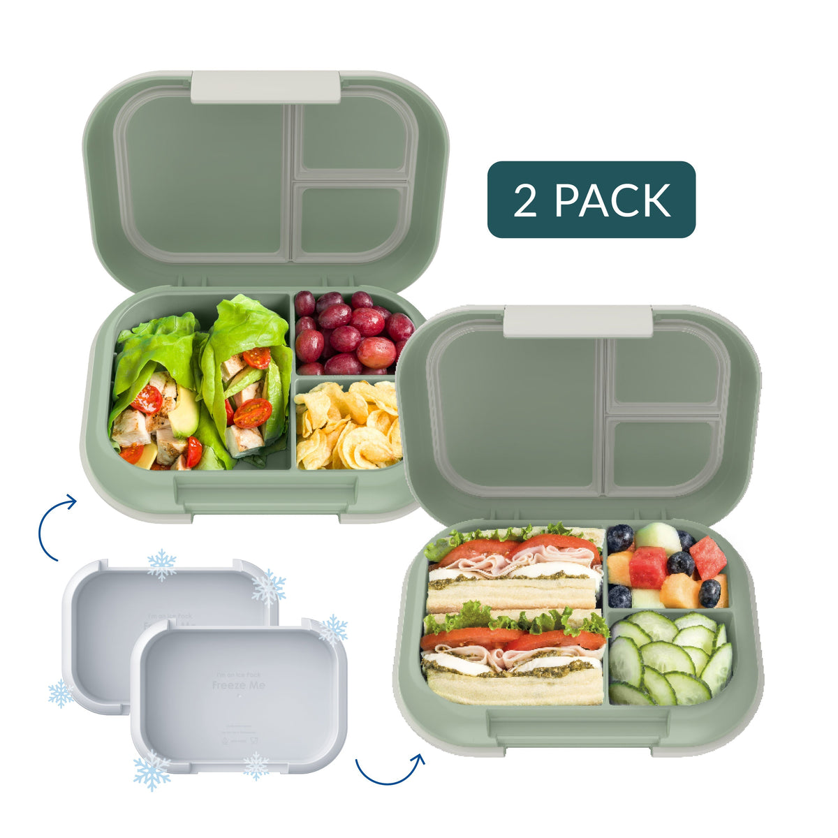 Bentgo Chill Max Lunch Box (2-Pack) - Clay Green and Gray