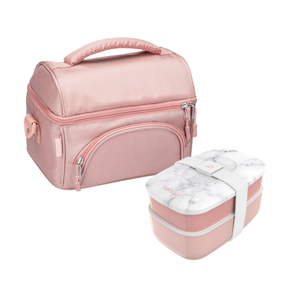 Bentgo Classic Lunch Box & Deluxe Bag - Blush Marble