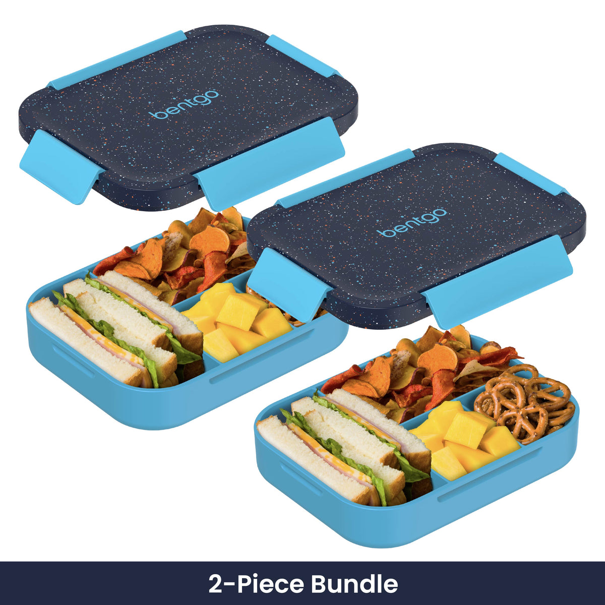 Bentgo Kids Snap & Go Lunch Box (2-Pack) - Abyss Blue Speckle Confetti