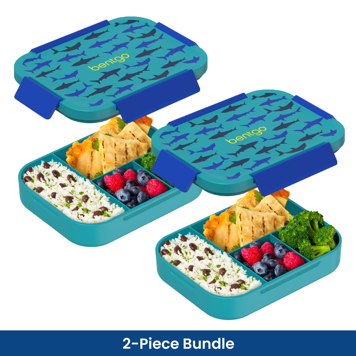 Bentgo Kids Snap & Go Lunch Box (2-Pack) - Sharks