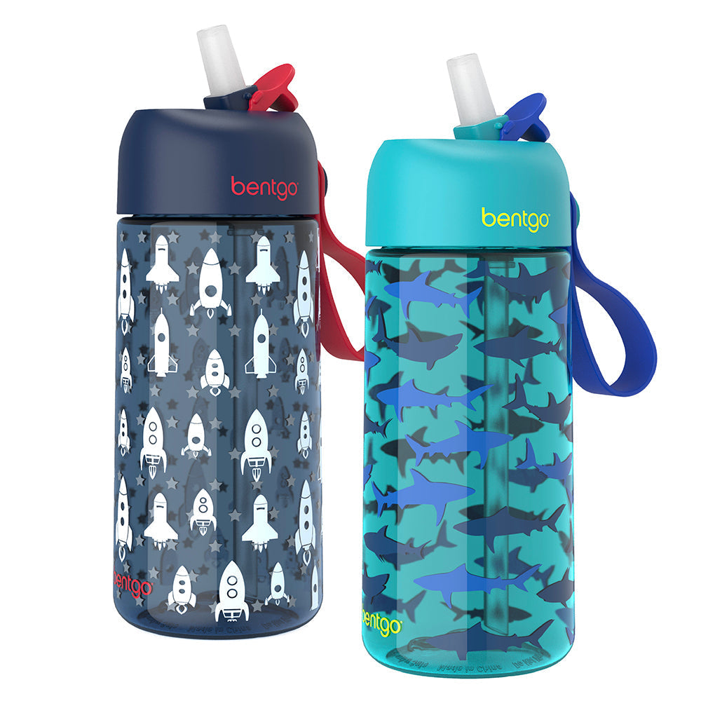 Bentgo Kids Prints Water Bottle (2-Pack) - Rocket/Shark