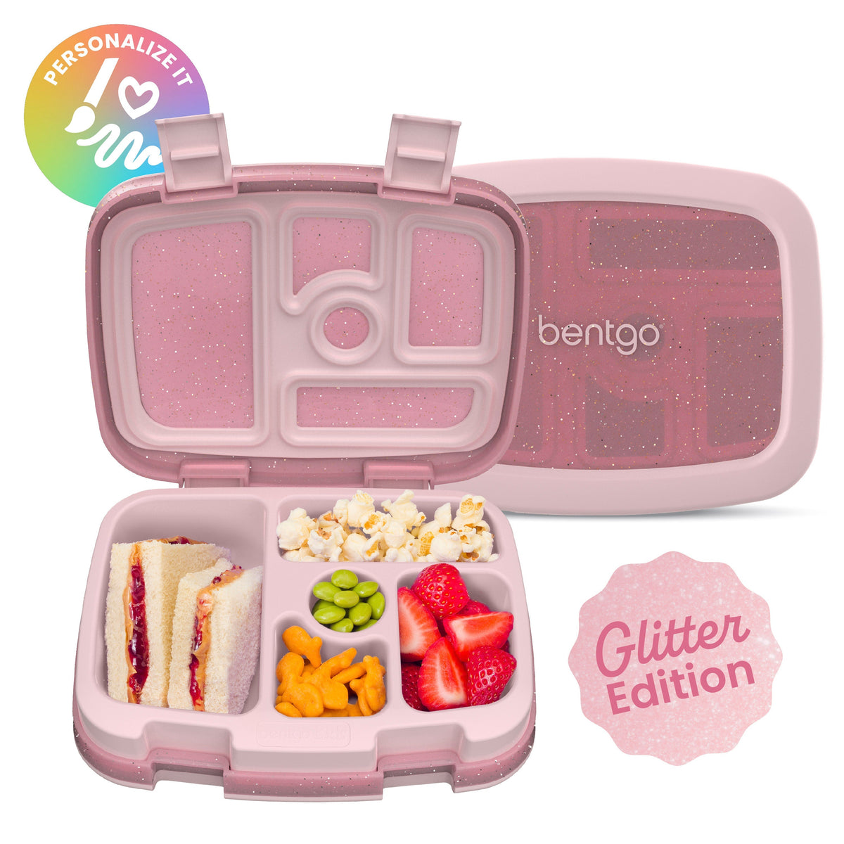 Bentgo Kids Lunch Box (Glitter & Confetti) - Petal Pink Glitter