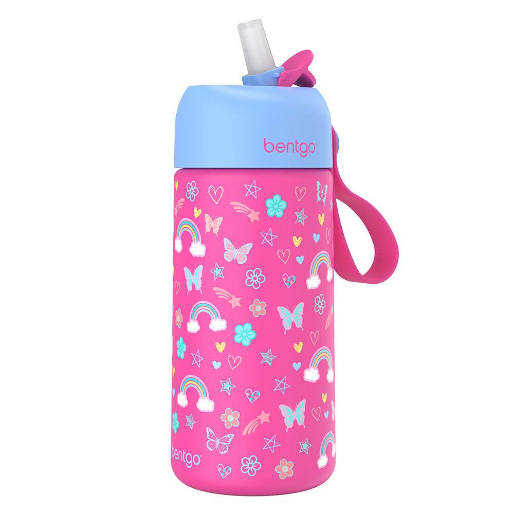 Bentgo Kids Stainless Steel Insulated Water Bottle - Rainbows and Butterflies