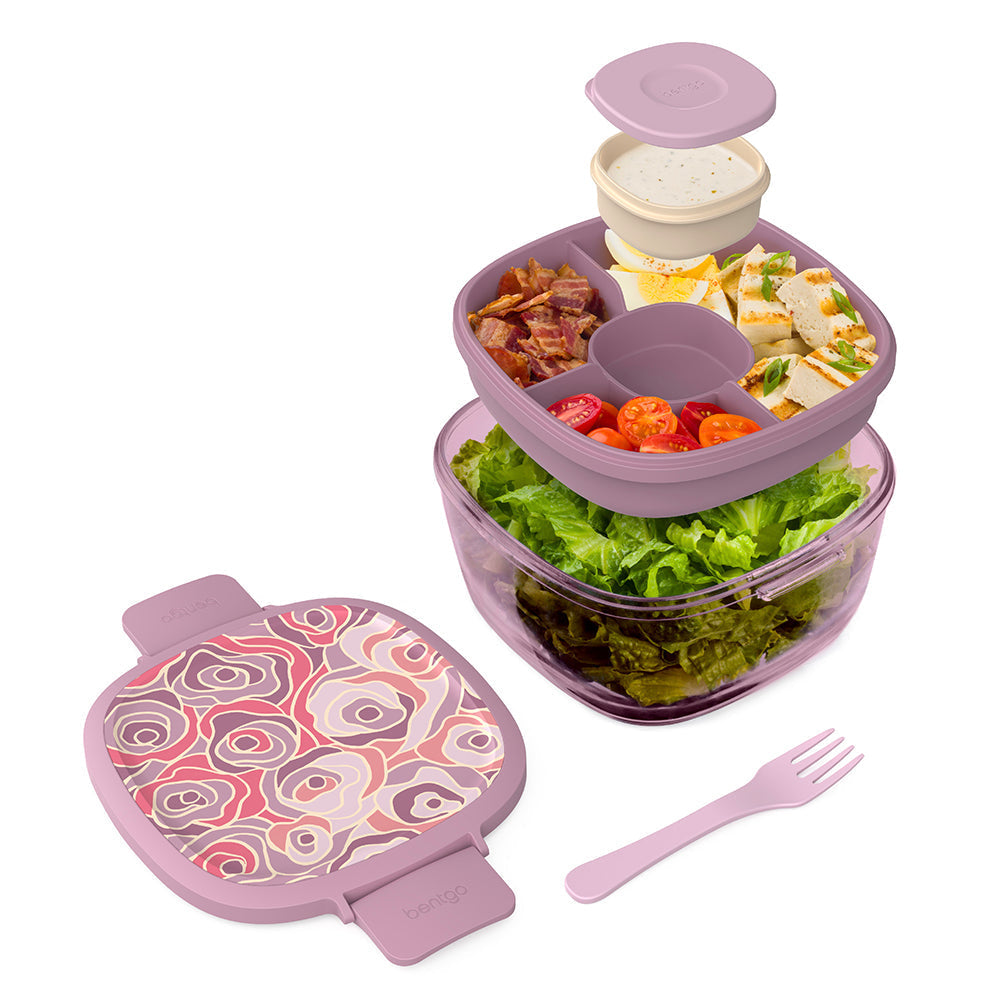 Bentgo Glass Prints All-in-One Salad Container - Floral Maximalist - Bouquet