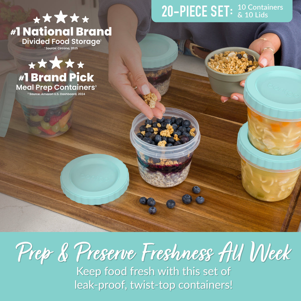Bentgo Prep Twist-Top Fluid Ounce Containers (20-Piece)