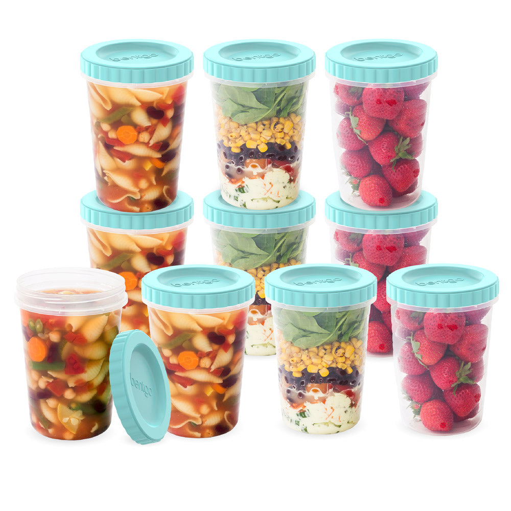 Bentgo Prep Twist-Top Fluid Ounce Containers (20-Piece) - 32-Fluid Ounce - Aqua Splash