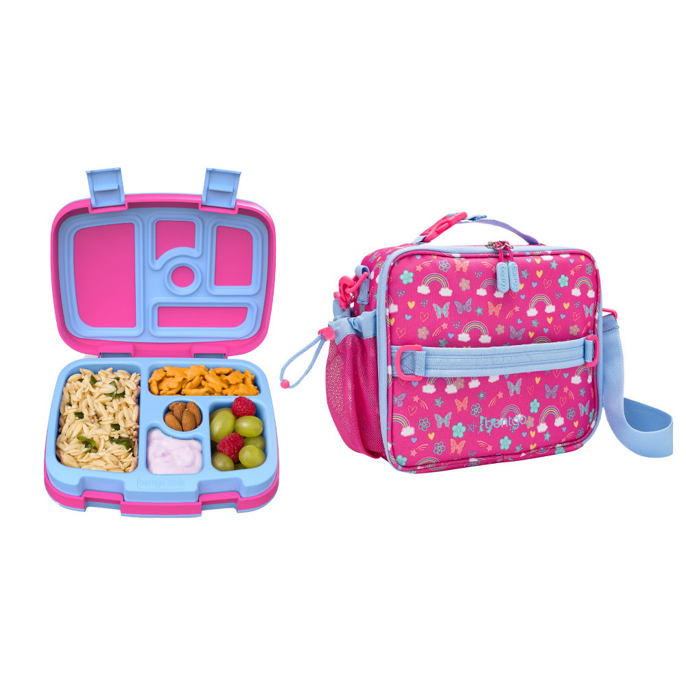 Bentgo Kids Prints Lunch Box & Lunch Bag - Rainbows and Butterflies